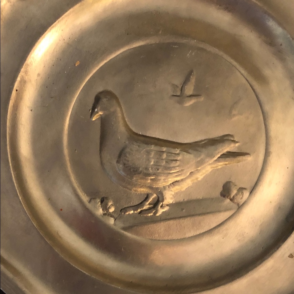 Vintage Tin trio. Plate, box with lid and cricket box